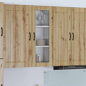 vidaXL Wandglas Kasten LUCCA Artisanaal eiken 40 x 31 x 100, Huis en Inrichting, Kasten | Overige, Verzenden, Nieuw