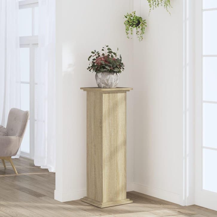 vidaXL Plantenstandaard 33x33x100 cm bewerkt hout sonoma, Tuin en Terras, Bloembakken en Plantenbakken, Nieuw, Verzenden