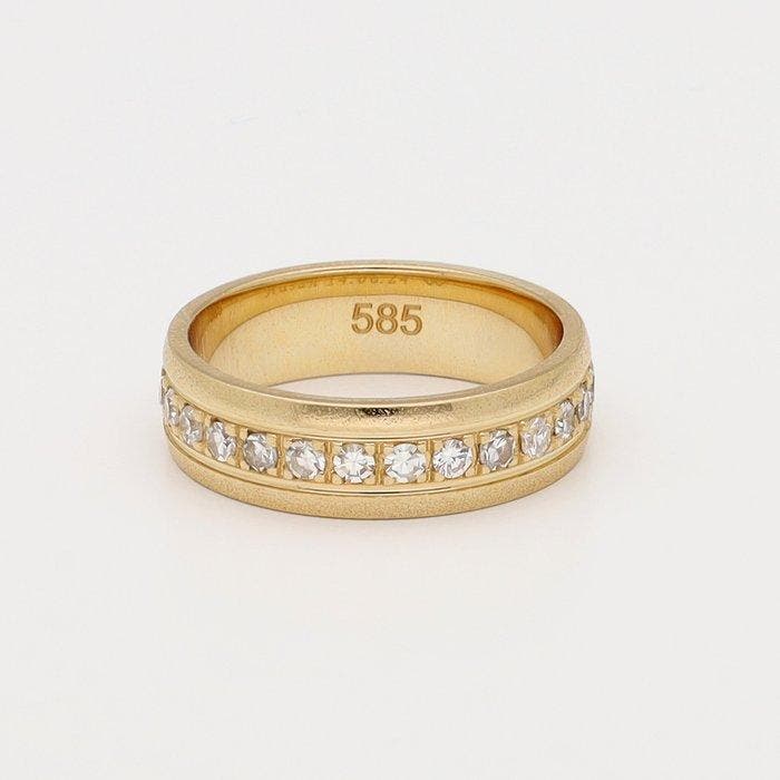 Bague - 14 carats Or jaune - Diamant, Handtassen en Accessoires, Ringen