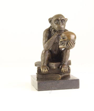Figuur - A BRONZE SCULPTURE OF THE PHILOSOPHIZING DARWIN
