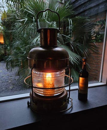 Antieke XL Olielamp - 60 cm - 8.3 kg - Scheepslamp - Koper