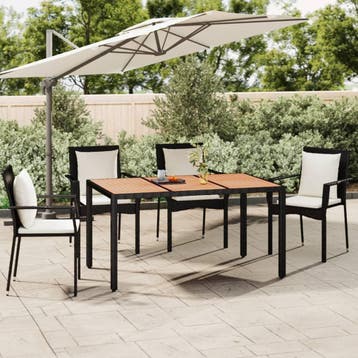 vidaXL Tuintafel met houten blad poly ratten en acaciahout, Verzenden