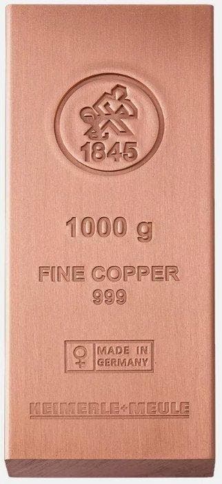 1 kilogram koper - .999 - Heimerle + Meule. (Zonder