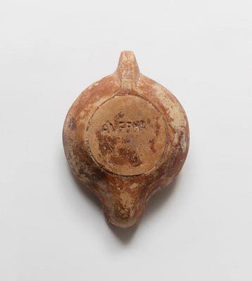 Oud-Romeins Terracotta-olielamp met hond Met Spaanse