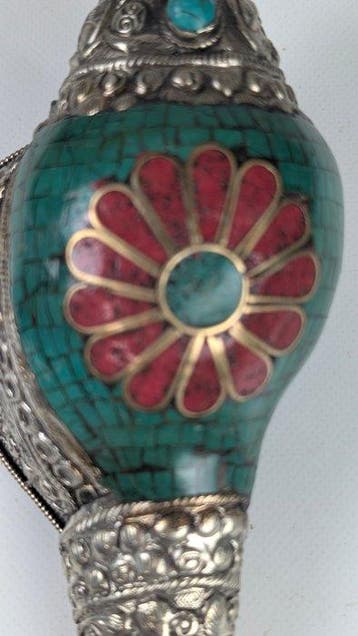 Handgemaakt Conch hoorn Shanka - - Hoorn - Nepal - 1980, Antiek en Kunst