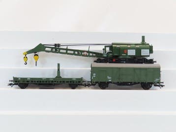 Trix H0 - 23457 - Modeltrein goederenwagon (1) - Kraan met, Nieuw