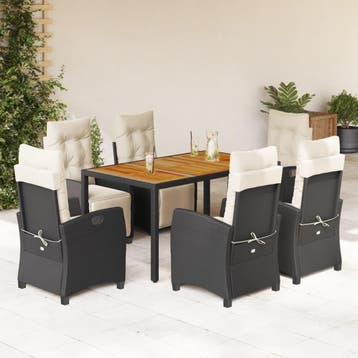 vidaXL Patio Dining Set 6 st 6-zits Black and Cream, Verzenden, Nieuw