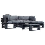 vidaXL 4-delige Loungeset pallet met grijze kussens hout, Verzenden, Nieuw, Loungeset