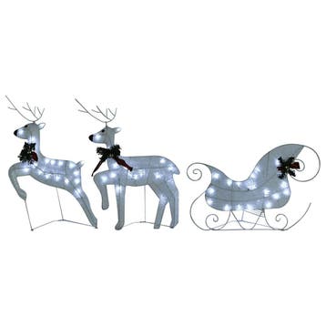 vidaXL Kerstdecoratie rendieren en slee 60 LEDs wit, Diversen, Verzenden, Nieuw