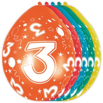 Ballonnen 3 Jaar Versiering 30cm 5st, Hobby en Vrije tijd, Verzenden, Nieuw