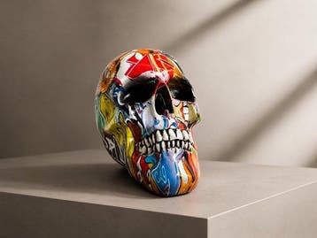 sculptuur, Graffiti Skull – Kleurrijk Pop Art Sculptuur –