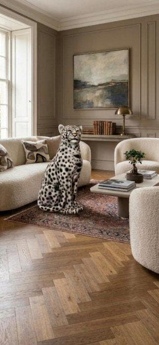 Ceramiche Boxer - Beeld, Leopardo delle nevi - 75 cm -