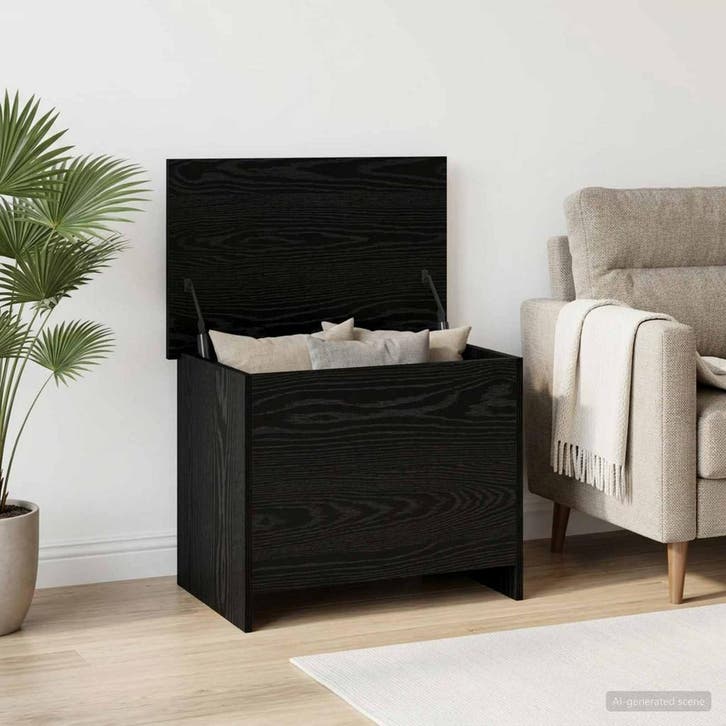 vidaXL Opbergkist met opslag Zwart eiken 60 x 40 x 50 cm, Huis en Inrichting, Kasten | Overige, Nieuw, Verzenden