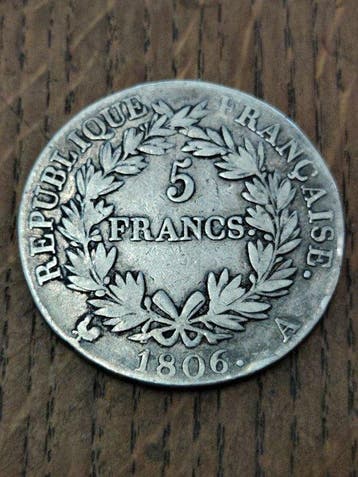 Frankrijk. Napoléon I (1804-1814). 5 Francs 1806-A, Paris, Postzegels en Munten