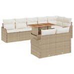 vidaXL Tuinbank Set met opslag 9 pcs Beige Poly rattan, Verzenden