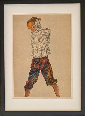 Egon Schiele (1890-1918), after - Boy in striped shirt