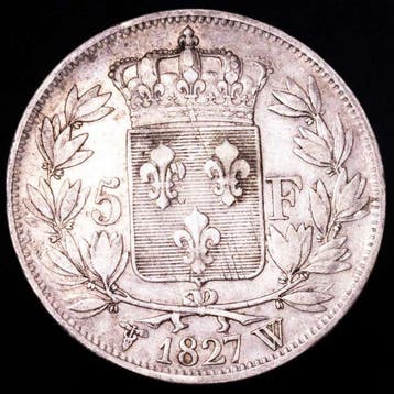 Frankrijk. Charles X. 5 Francs 1827-W, Lille (Zonder