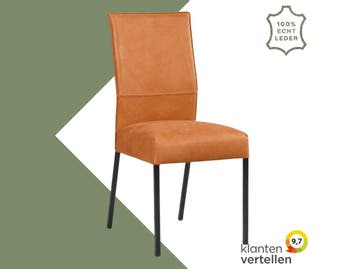 Leren eetkamerstoel Real - Kenia Rost (oranje) - Poten, Huis en Inrichting, Stoelen, Overige kleuren, Nieuw, Ophalen of Verzenden