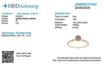Zonder minimumprijs - Ring - 14 karaat Geel goud - 0.50ct., Nieuw