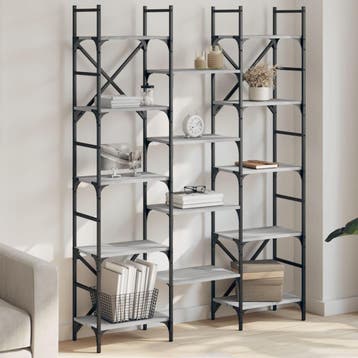 vidaXL Boekenkast 127,5x28,5x172,5 cm bewerkt hout grijs, Verzenden