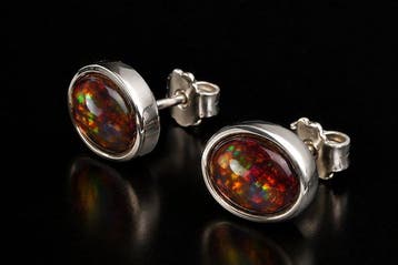 Opaal - Zilver - Oorbellen - Natuurlijke opaaloorbellen