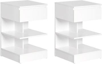 2dekans | SoBuy Lot de 2 Bijzettafel, Nachtkastje met 1 Lade, Ophalen of Verzenden, Nieuw