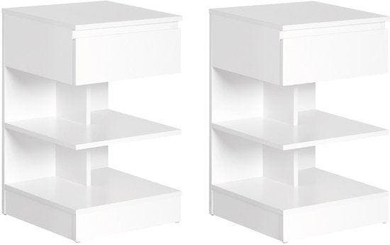2dekans | SoBuy Lot de 2 Bijzettafel, Nachtkastje met 1 Lade, Huis en Inrichting, Slaapkamer | Bedden, Ophalen of Verzenden