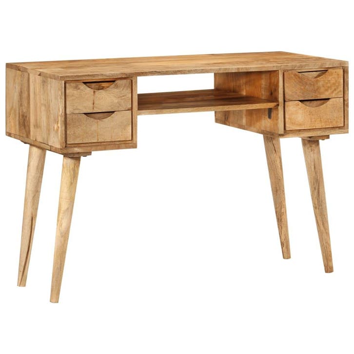 vidaXL Bureau met lades 110x47x76 cm massief mangohout, Maison & Meubles, Bureaux, Envoi