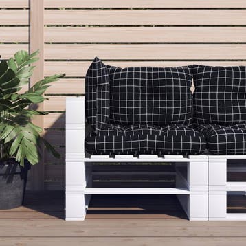vidaXL Palletkussens 3 st ruitpatroon oxford stof zwart, Verzenden, Nieuw