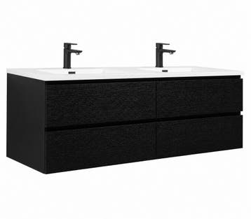 Badkamermeubel Set Angela 160 cm Zwart Houtnerf, Huis en Inrichting, Badkamer | Badkamermeubels, Verzenden, Nieuw