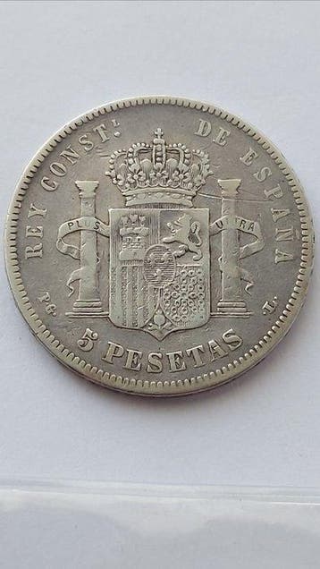 Spanje. Alfonso XIII. 5 Pesetas 1893 PGL (Zonder