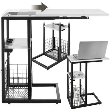 Laptop-bijzettafel Rhea, c-vorm, met laadstation - wit, Huis en Inrichting, Tafels | Bijzettafels, Verzenden, Nieuw