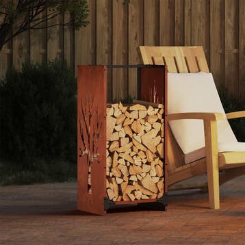 vidaXL Brandhoutrek 40x30x80 cm weervast staal, Tuin en Terras, Brandhout, Verzenden