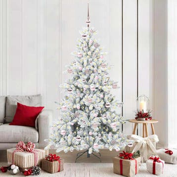vidaXL Kunstmatige Hinged Kerstboom Wit 180 cm PVC en Staal, Verzenden, Nieuw