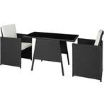 tectake Wicker zitgroep Lausanne 2+1 - zwart, Tuin en Terras, Verzenden, Nieuw