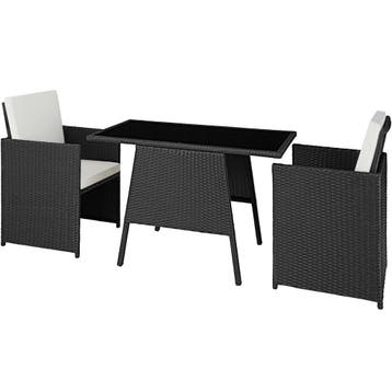 tectake Wicker zitgroep Lausanne 2+1 - zwart, Tuin en Terras, Tuinsets en Loungesets, Verzenden, Nieuw