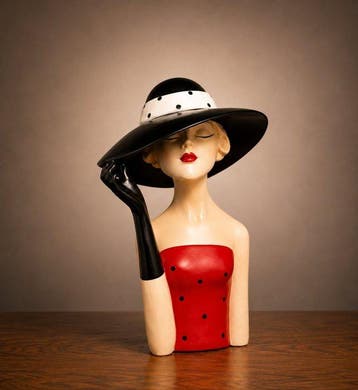 Buste, Elegante stijlvolle damesbuste met hoed – modern, Antiek en Kunst