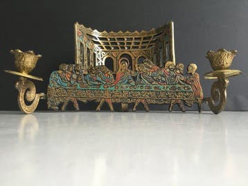 Judaica - Kaarsenhouder - Messing - Zeldzaam kaarshouder -, Antiek en Kunst