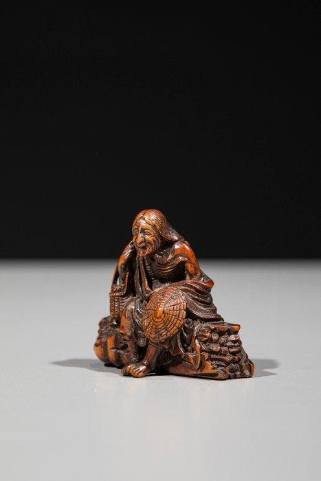Een ongebruikelijke en fijne netsuke van buxushout van Ono, Antiek en Kunst, Antiek | Overige Antiek