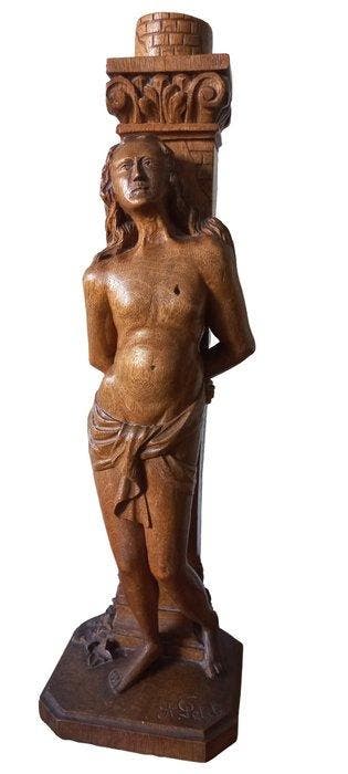 A . Petit - Statue, Sint Sebastiaan - 51 cm - Chêne - 1890