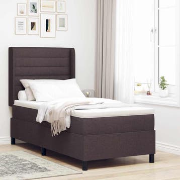 vidaXL LED Box Spring Bed met matras Donkerbruin 90 x 190 cm, Verzenden, Nieuw