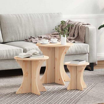 vidaXL Salontafel 3 pcs Naturel, Huis en Inrichting, Tafels | Salontafels, Verzenden, Nieuw