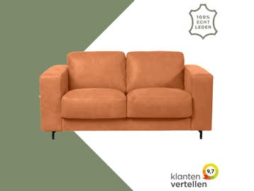 Leren bank Clear - 2 zits - Kenia Rost (oranje) - Poten, Ophalen of Verzenden