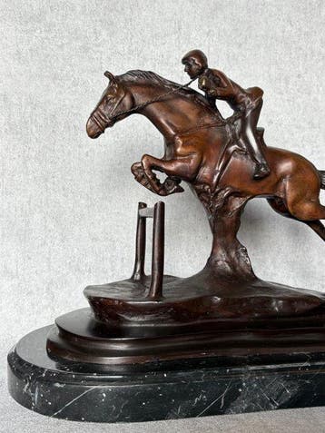 Beeld, Exclusief sculptuur: Paard met Ruiter 44 cm / 14 kg -