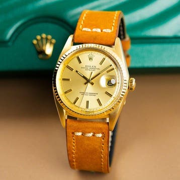 Rolex - Datejust 36 18k Gold Fluted Bezel Stick Dial - Sans