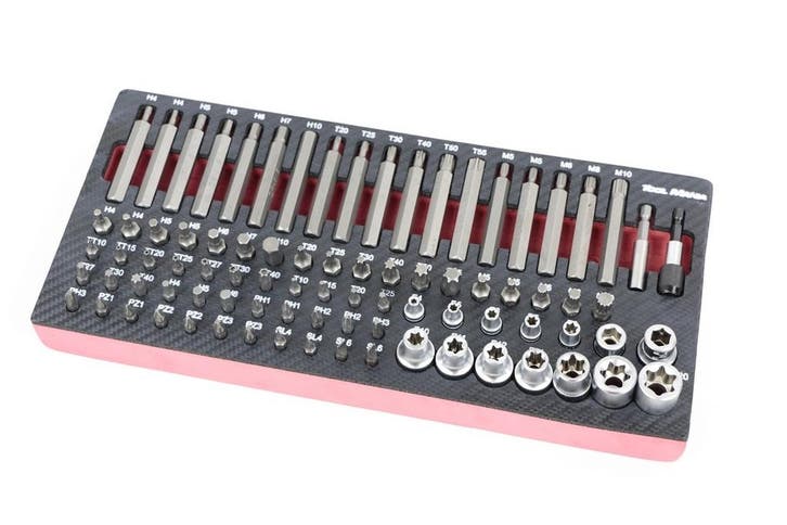 TM 85 Delige Bitset in foam carbon look inlay, Auto diversen, Autogereedschap, Verzenden