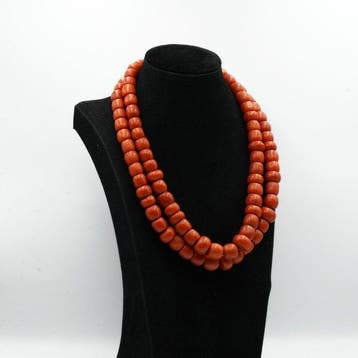 Chaîne - 14 carats Or jaune Corail rouge
