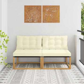 vidaXL Buiten Midden Sofa Massief Acacia Hout Wit, Tuin en Terras, Verzenden, Nieuw