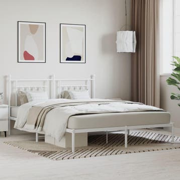 vidaXL Bedframe met hoofdbord metaal wit 160x200 cm, Verzenden, Nieuw