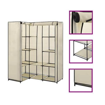 vidaXL Hoekkledingkast 130x87x169 cm crème, Huis en Inrichting, Verzenden, Nieuw